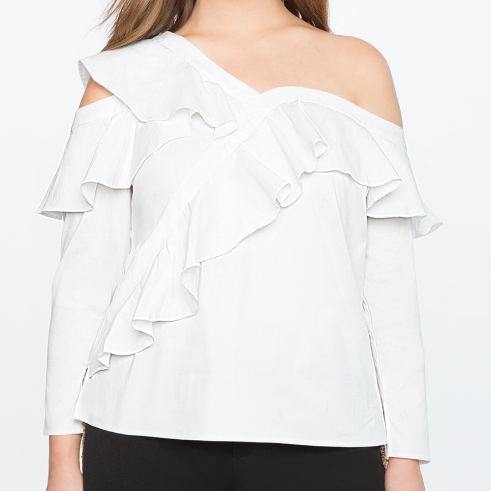 Asymmetric One Shoulder Ruffle Top